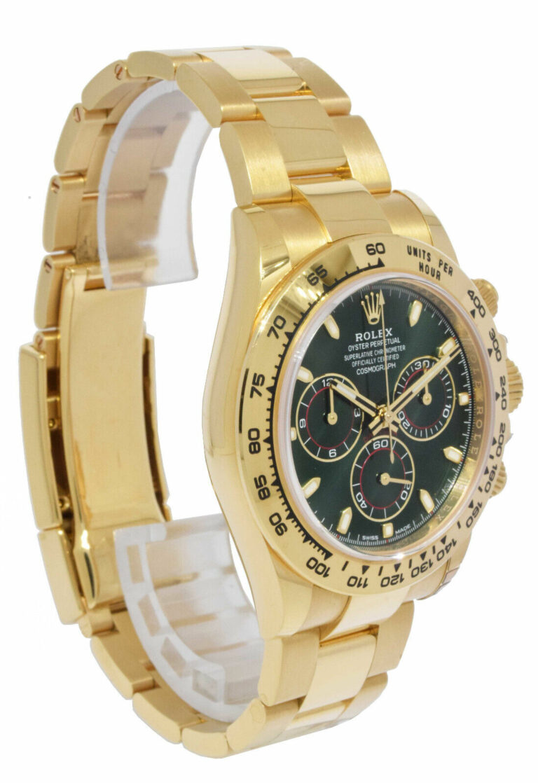 NEW Rolex Daytona Chronograph 18k YG Green Dial Mens Watch B/P '23 116508