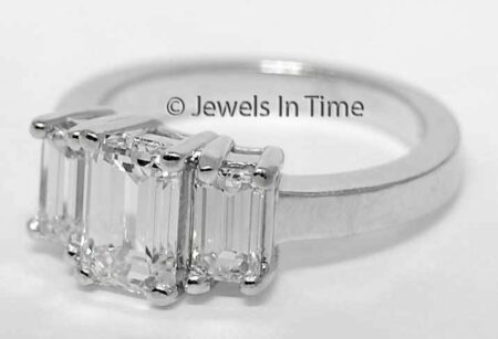 3 Stone 14k  Diamond Ring 1.20 CT Emerald Cut GIA Certificate (5)