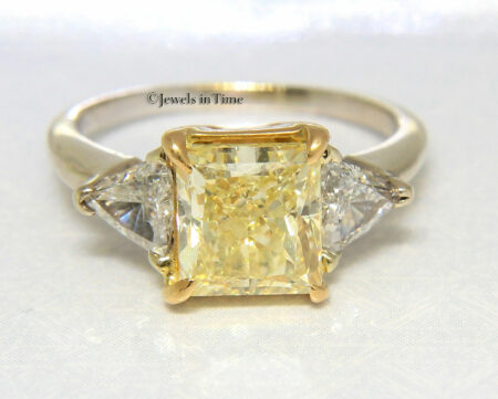 3.14 Carat Fancy Yellow Platinum 18k Yellow Gold Diamond Ring GIA Certificate