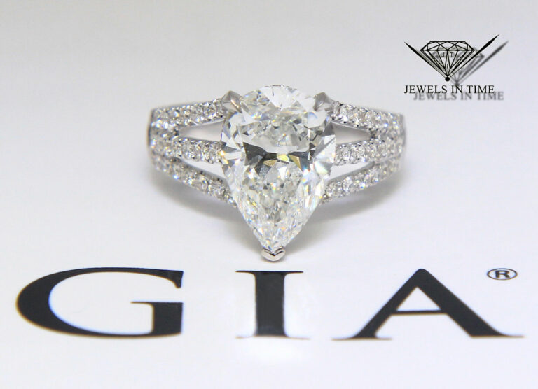 3.50 Carat Pear Brilliant Diamond 18k White Gold Ring GIA BRAND NEW