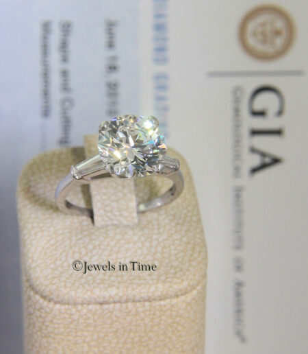 4.15 Carat Round Brilliant Diamond Platinum Ring GIA