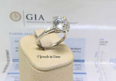 4.15 Carat Round Brilliant Diamond Platinum Ring GIA