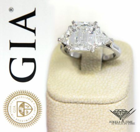 4.18 Carat Emerald Cut Diamond Platinum Ring GIA BRAND NEW