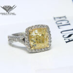 4.52 Carat Fancy Yellow Cushion Brilliant Diamond Platinum Ring Size 6.5 EGL USA