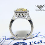 4.52 Carat Fancy Yellow Cushion Brilliant Diamond Platinum Ring Size 6.5 EGL USA