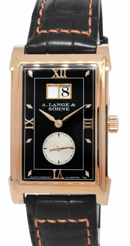 A. Lange 
Sohne Cabaret 18k Rose Gold Black Dial Big Date Mens Watch 107.031