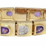 Amethyst 
Diamond Ladies Bracelet in 14k Yellow Gold