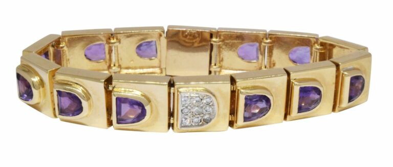 Amethyst 
Diamond Ladies Bracelet in 14k Yellow Gold