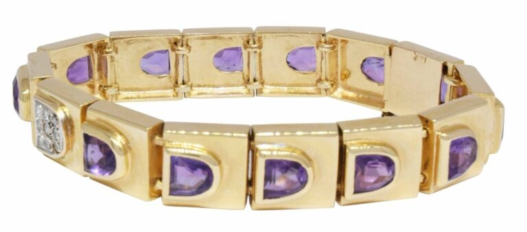 Amethyst 
Diamond Ladies Bracelet in 14k Yellow Gold