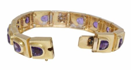 Amethyst & Diamond Ladies Bracelet in 14k Yellow Gold