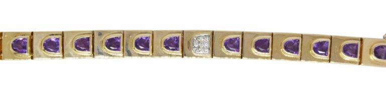 Amethyst 
Diamond Ladies Bracelet in 14k Yellow Gold