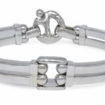 Baraka 18k White Gold Mens Bangle Hinged Bracelet Italy Made 7.5"