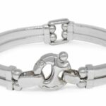 Baraka 18k White Gold Mens Bangle Hinged Bracelet Italy Made 7.5"