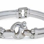 Baraka 18k White Gold Mens Bangle Hinged Bracelet Italy Made 7.5"