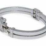 Baraka 18k White Gold Mens Bangle Hinged Bracelet Italy Made 7.5"