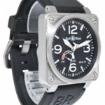 Bell 
Ross Aviation Steel Power Reserve Black Dial Mens 46mm Watch BR01-97