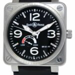 Bell 
Ross Aviation Steel Power Reserve Black Dial Mens 46mm Watch BR01-97