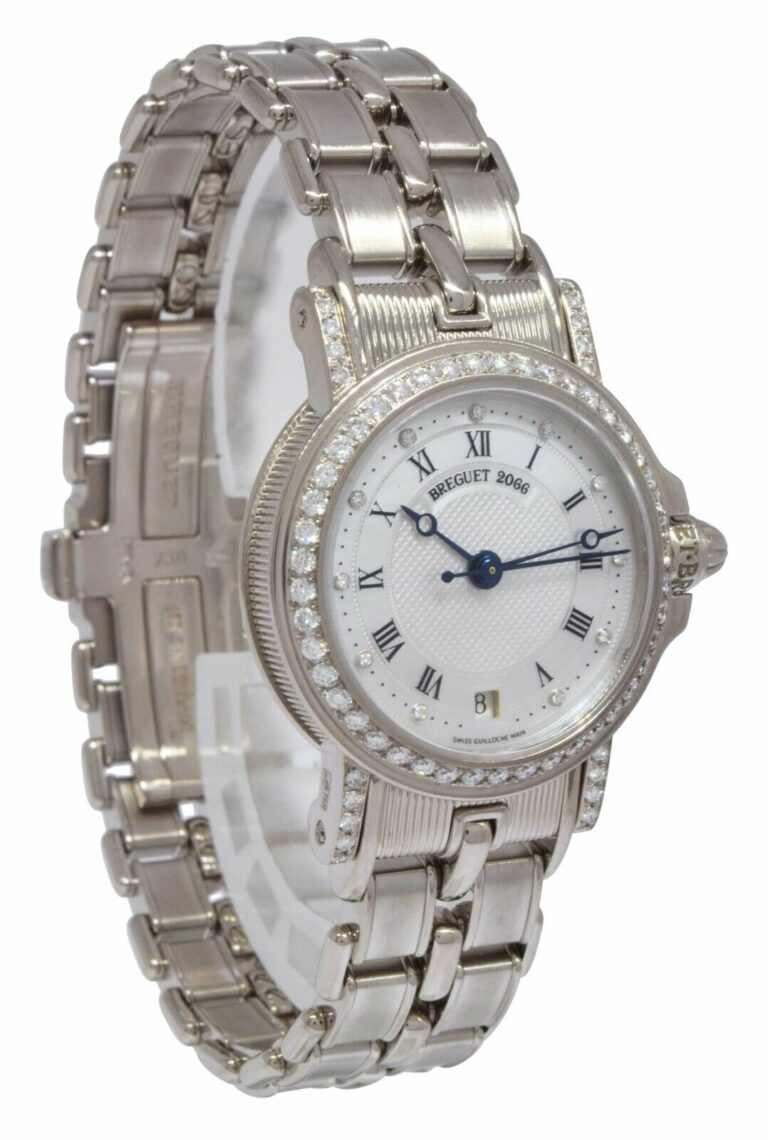 Breguet Marine 18k White Gold MOP Diamond Ladies 26mm Automatic Watch 8401BB