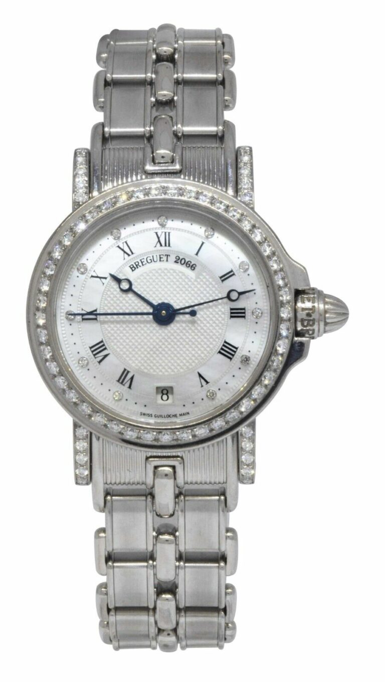 Breguet Marine 18k White Gold MOP Diamond Ladies 26mm Automatic Watch 8401BB