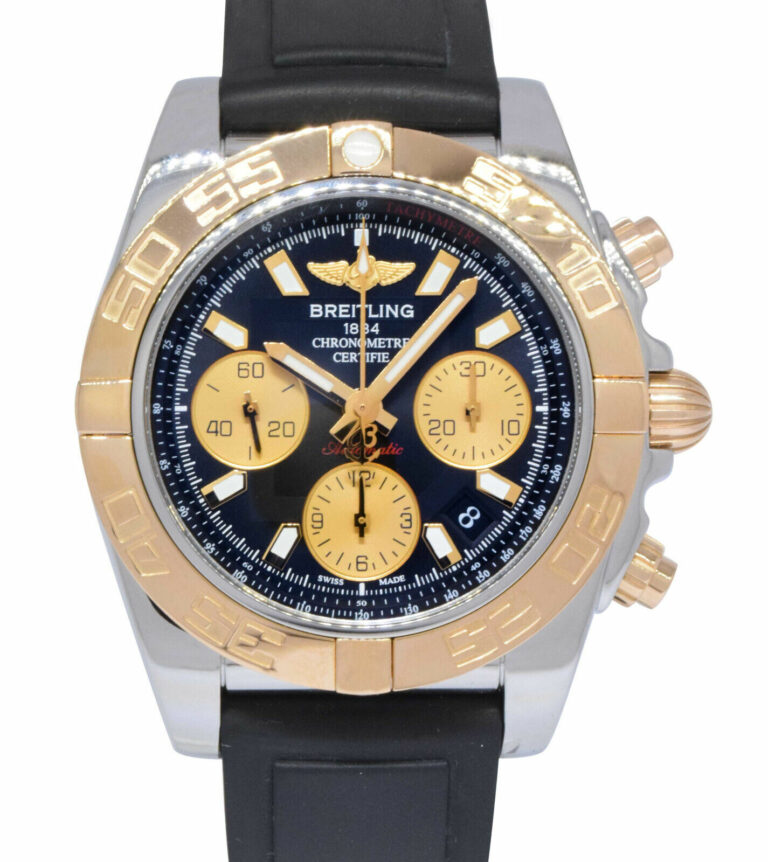 Breitling Chronomat 41 Chronograph Steel 
18k Rose Gold Bezel Mens Watch CB0140