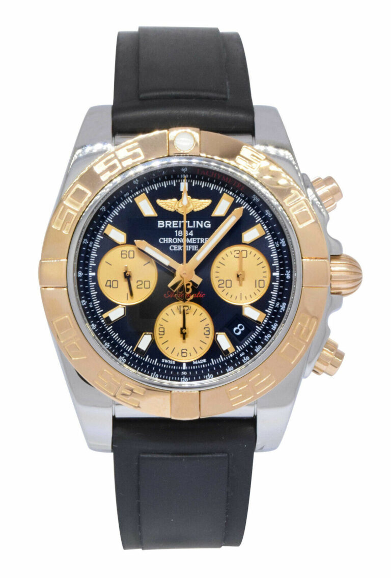 Breitling Chronomat 41 Chronograph Steel 
18k Rose Gold Bezel Mens Watch CB0140