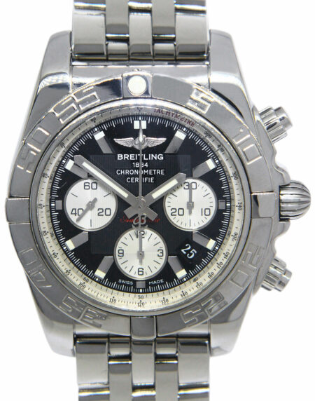 Breitling Chronomat 44 B01 Steel Black/Silver Dial Mens Watch AB0110