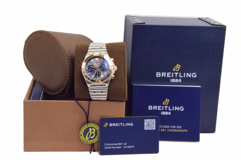 Breitling Chronomat B01 42 Chronograph 18k Rose Gold/Steel Mens Watch B/P UB0134