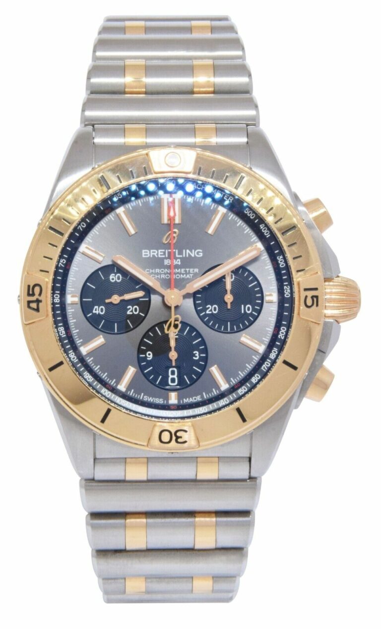 Breitling Chronomat B01 42 Chronograph 18k Rose Gold/Steel Mens Watch B/P UB0134