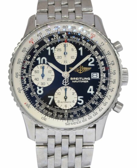 Breitling Old Navitimer Chronograph Steel Black Dial Mens 41mm Watch A13322