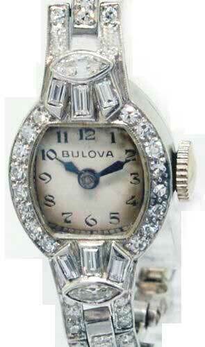 Bulova Ladies Vintage Platinum 
Diamond Watch