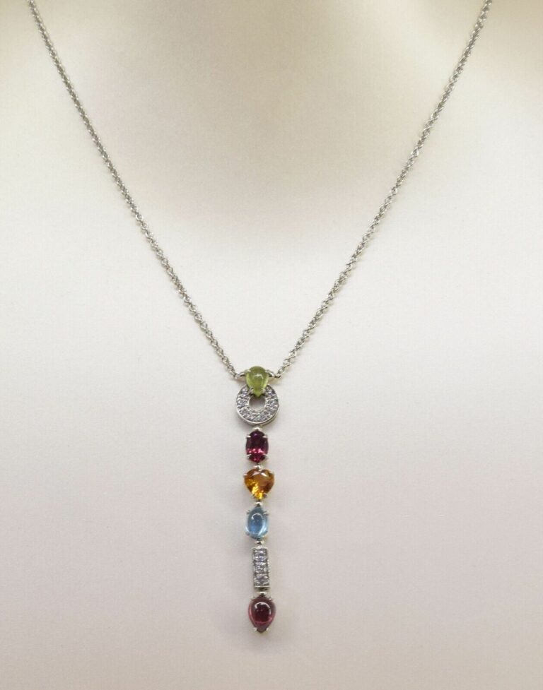 Bvlgari Allegra Diamond 
Multicolor Gemstones 18k White Gold Pendant Necklace