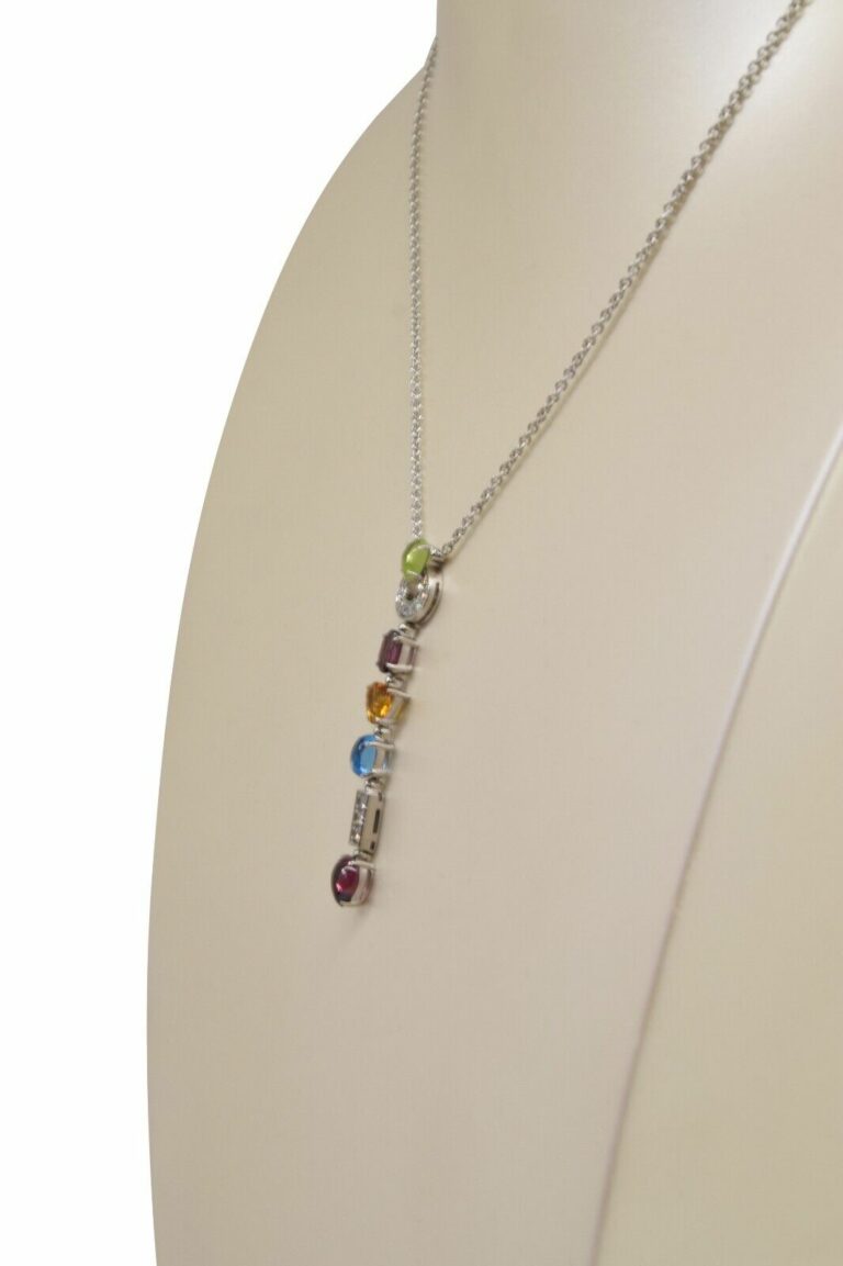 Bvlgari Allegra Diamond 
Multicolor Gemstones 18k White Gold Pendant Necklace