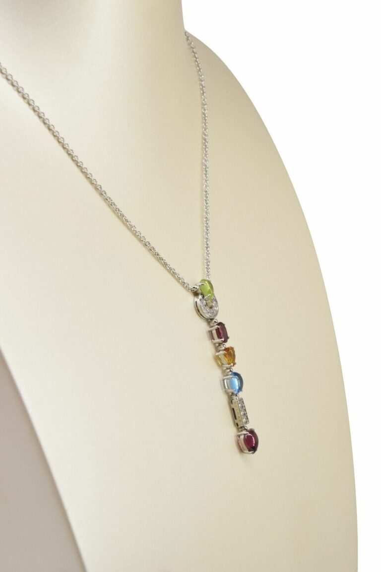 Bvlgari Allegra Diamond 
Multicolor Gemstones 18k White Gold Pendant Necklace