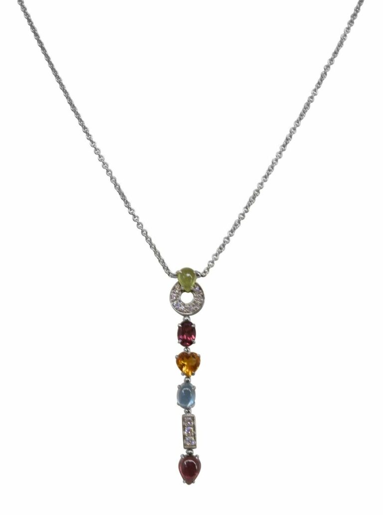 Bvlgari Allegra Diamond 
Multicolor Gemstones 18k White Gold Pendant Necklace