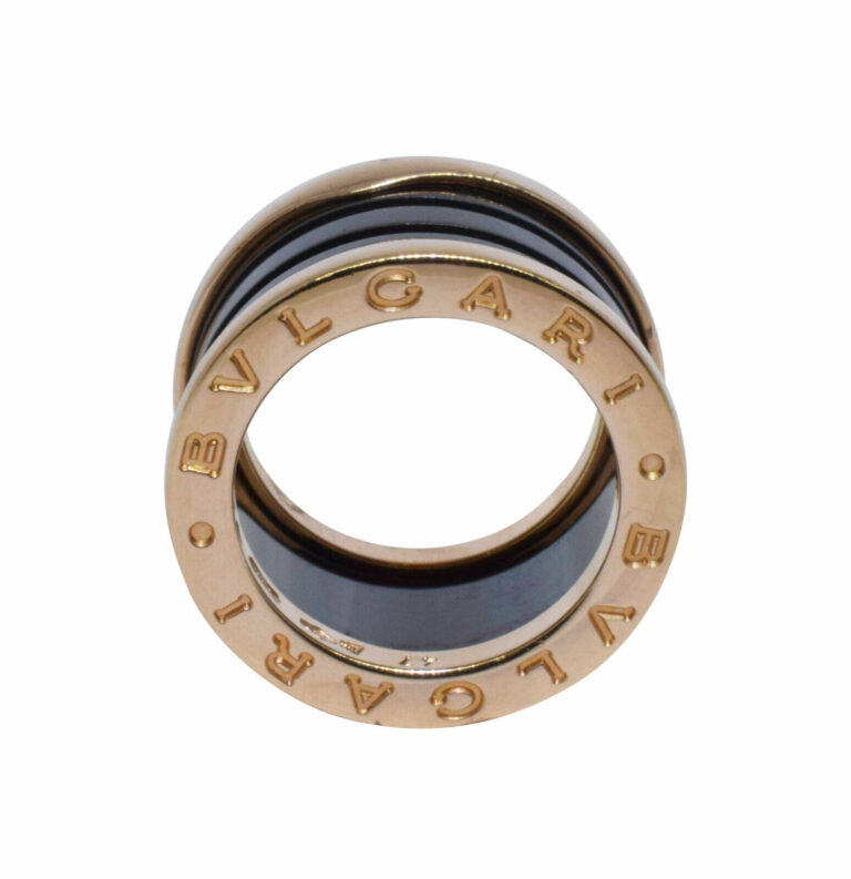 Bvlgari B.Zero1 18k Rose Gold 
Black Ceramic Four Band Ring Size 47 B/P 345845