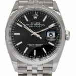 Rolex Datejust Steel Black Dial Bracelet Mens 36mm Watch B/P '20 126200