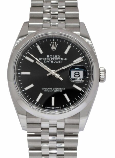 Rolex Datejust Steel Black Dial Bracelet Mens 36mm Watch B/P '20 126200