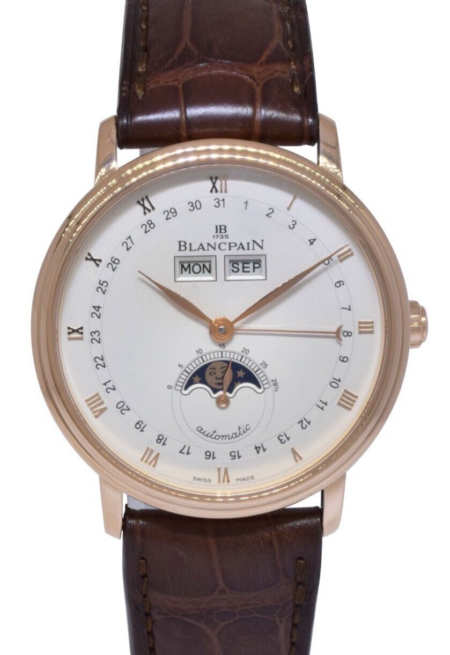 Blancpain Villeret Moonphase Calendar 18k Rose Gold 38mm Watch B/P 6263-3642-55