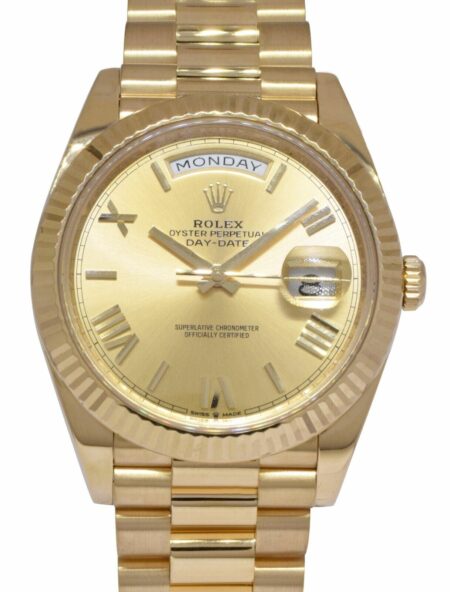 Rolex Day-Date 40 President 18k Yellow Gold Champagne Dial Watch B/B 228238