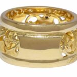 Carrera Y Carrera 18k Yellow Gold Floral Motif 
Diamond Band Ring Size 7.25