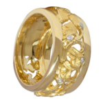 Carrera Y Carrera 18k Yellow Gold Floral Motif 
Diamond Band Ring Size 7.25