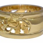 Carrera Y Carrera 18k Yellow Gold Floral Motif 
Diamond Band Ring Size 7.25