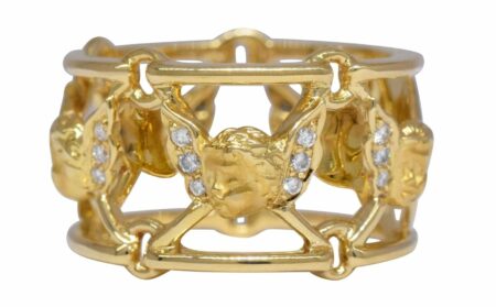 Carrera Y Carrera Cherub 18k Yellow Gold 
Diamond Band Ring Size 7.5