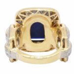 18k Yellow Gold Rectangular Sodalite 
Ring 3.25ct Diamond Ring Size 5.75