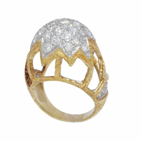 2.60 Carat Pave Diamond Retro Openwork Ring in 18k Yellow Gold 8