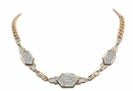 4.32ct Diamond 14k Yellow 
Rose Gold Cuban Link Necklace 16"