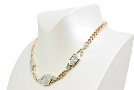 4.32ct Diamond 14k Yellow & Rose Gold Cuban Link Necklace 16