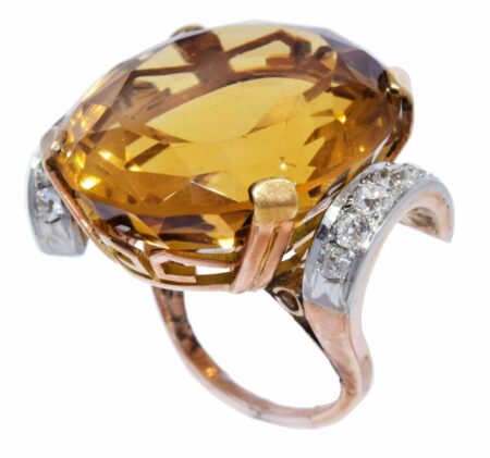 42.00ct Large Citrine 
1.00ct Diamond Ring in 14k Rose Gold 3.5