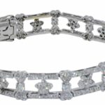 5.50 Ct Diamond 18k White Gold Flower Tennis Bracelet 7"