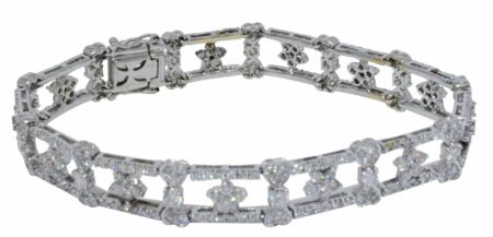 5.50 Ct Diamond 18k White Gold Flower Tennis Bracelet 7"